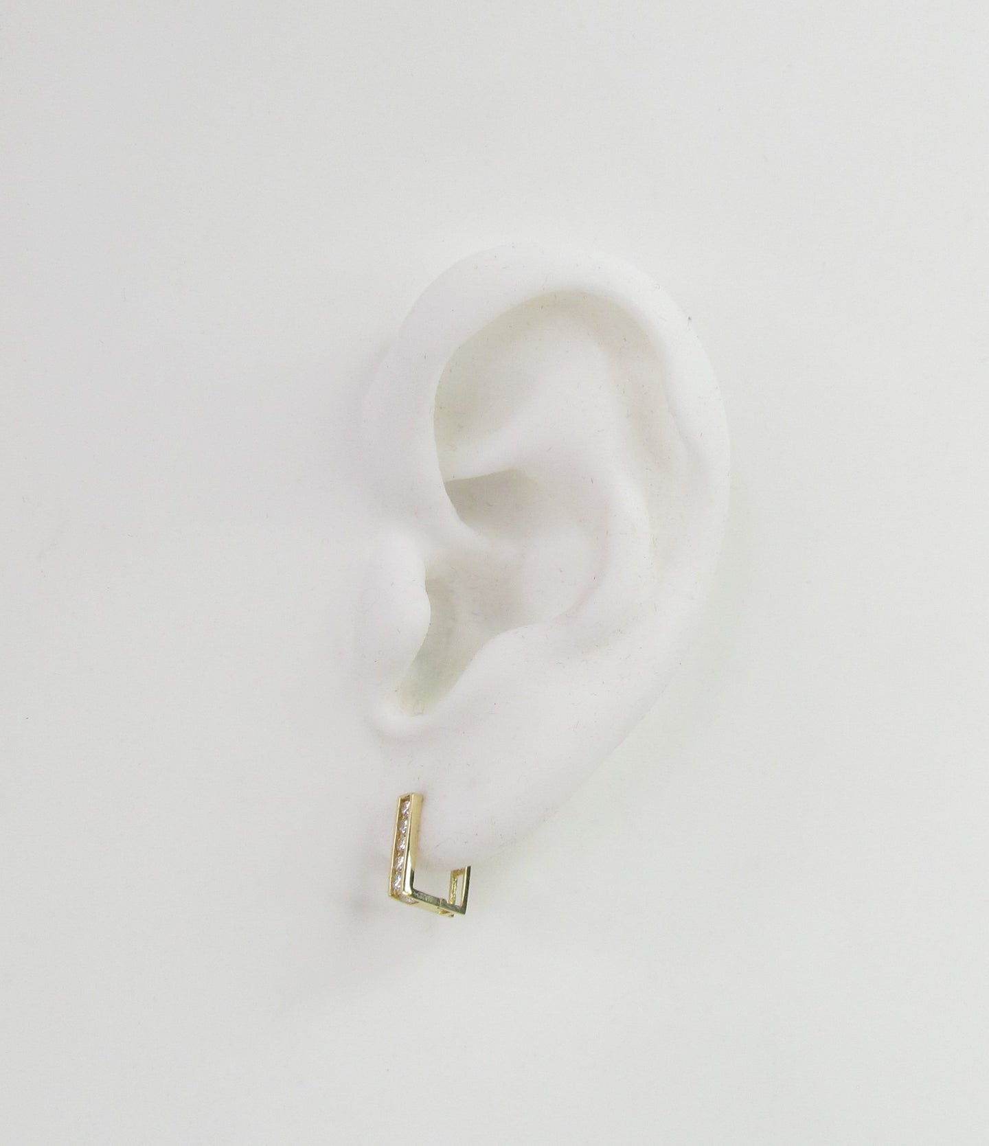 14K Gold Square CZ Hoop Earrings | Modern Geometric Everyday Hoops